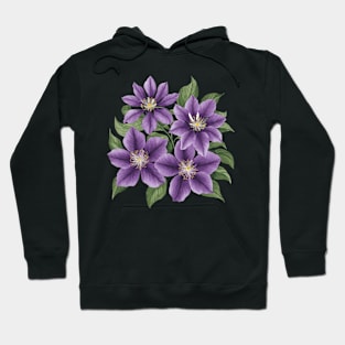 Vintage Purple Clematis Flower Botanical Hoodie